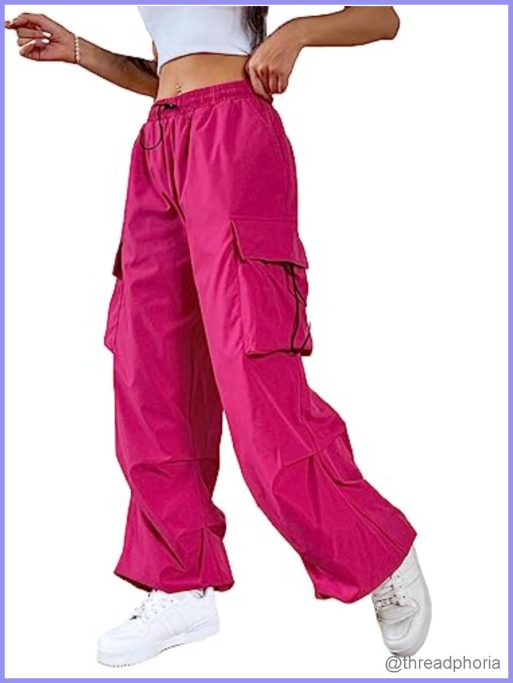 Women's Baggy Cargo Pants Drawstring Joggers Long Trousers